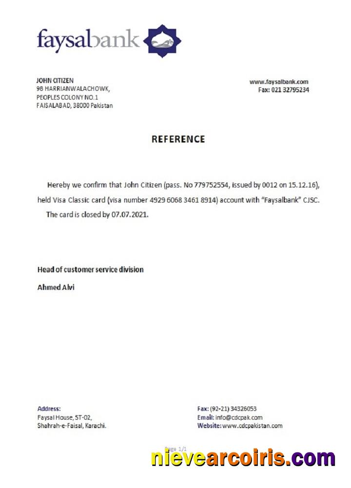 Pakistan Faysal bank closure reference